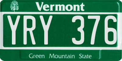 VT license plate YRY376