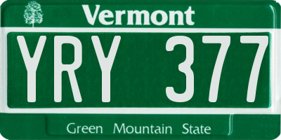 VT license plate YRY377
