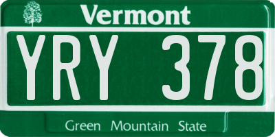 VT license plate YRY378