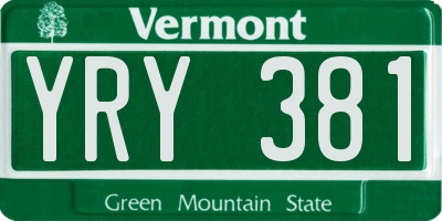 VT license plate YRY381