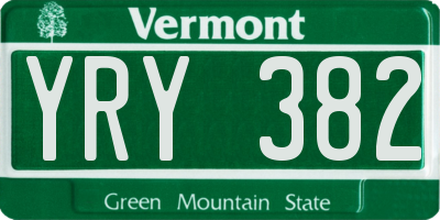 VT license plate YRY382