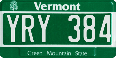 VT license plate YRY384