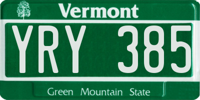 VT license plate YRY385