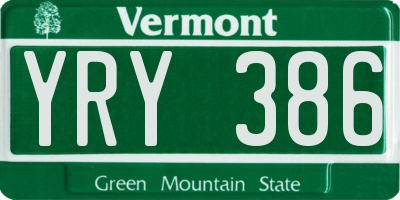 VT license plate YRY386