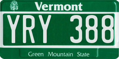 VT license plate YRY388