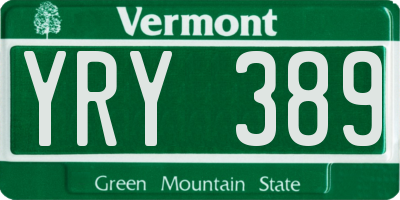 VT license plate YRY389