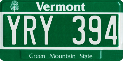 VT license plate YRY394