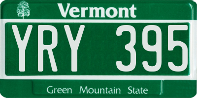 VT license plate YRY395