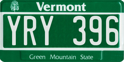 VT license plate YRY396