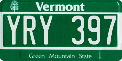 VT license plate YRY397