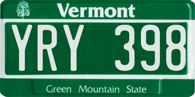VT license plate YRY398