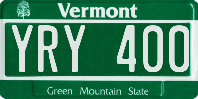 VT license plate YRY400