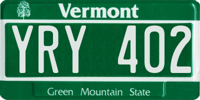 VT license plate YRY402