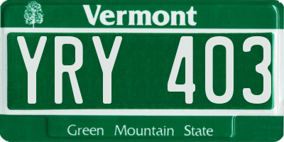 VT license plate YRY403