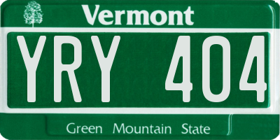 VT license plate YRY404