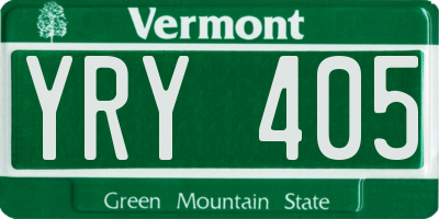 VT license plate YRY405