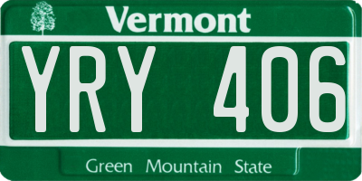 VT license plate YRY406