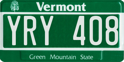 VT license plate YRY408