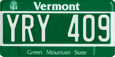 VT license plate YRY409