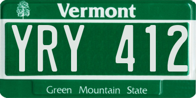VT license plate YRY412