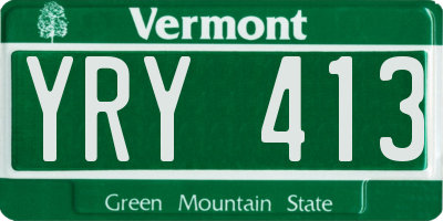 VT license plate YRY413