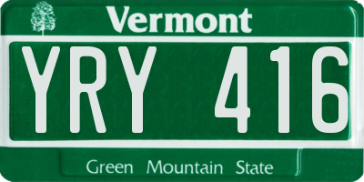VT license plate YRY416