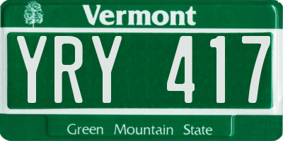 VT license plate YRY417