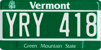 VT license plate YRY418