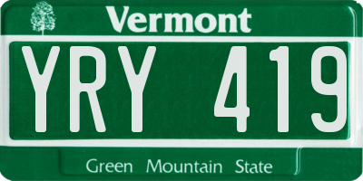 VT license plate YRY419
