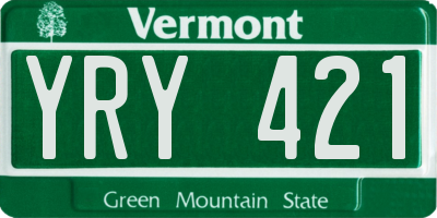 VT license plate YRY421