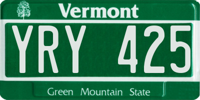 VT license plate YRY425
