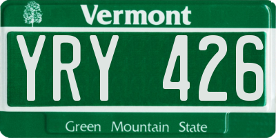 VT license plate YRY426