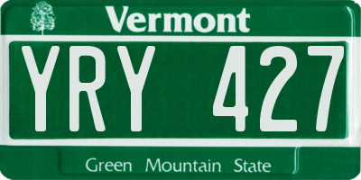 VT license plate YRY427