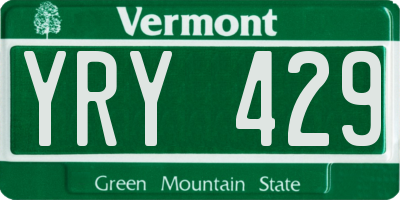 VT license plate YRY429