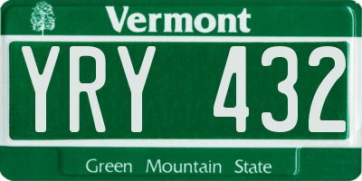 VT license plate YRY432