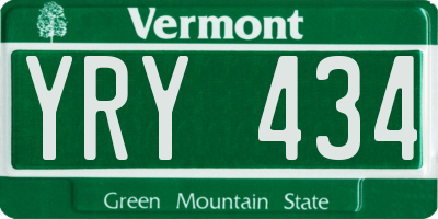 VT license plate YRY434