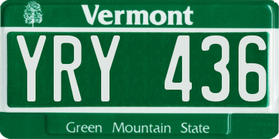 VT license plate YRY436