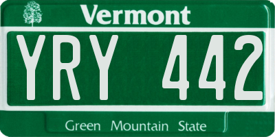 VT license plate YRY442