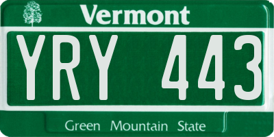 VT license plate YRY443
