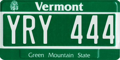 VT license plate YRY444