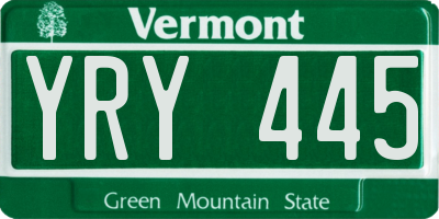 VT license plate YRY445