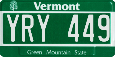 VT license plate YRY449