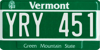 VT license plate YRY451