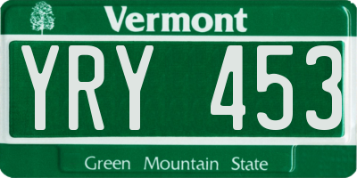 VT license plate YRY453