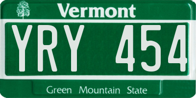 VT license plate YRY454