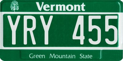 VT license plate YRY455