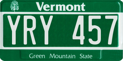 VT license plate YRY457