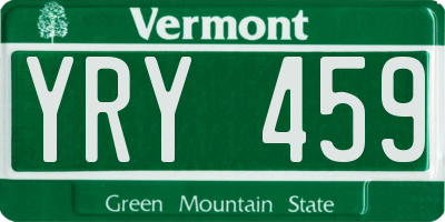 VT license plate YRY459