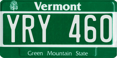 VT license plate YRY460