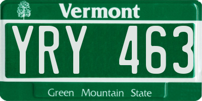 VT license plate YRY463